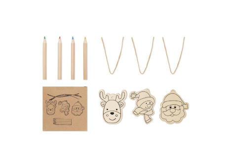 Set adornos madera y dibujar