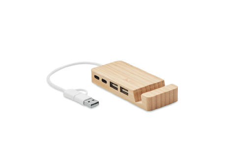 HUB USB de 4 puertos de bambú