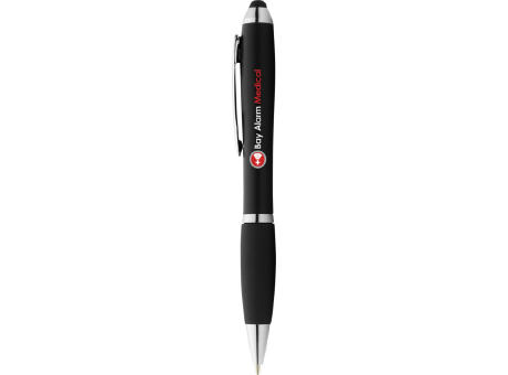 Bolígrafo stylus de color con empuñadura negra Nash (tinta azul)