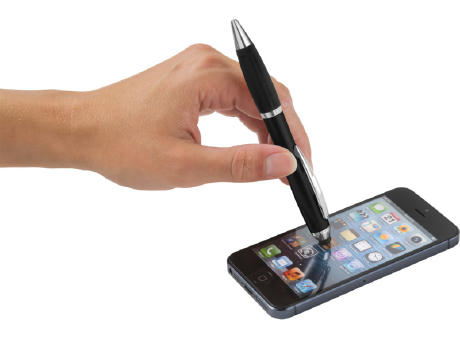 Bolígrafo stylus de color con empuñadura negra Nash (tinta azul)