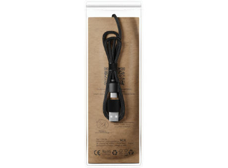 Cable de carga 5 en 1 de PET reciclado con logo retroiluminado y base de carga de 10 W SCX.design C40