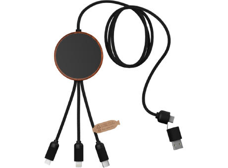 Cable de carga 5 en 1 de PET reciclado con logo retroiluminado y base de carga de 10 W SCX.design C40