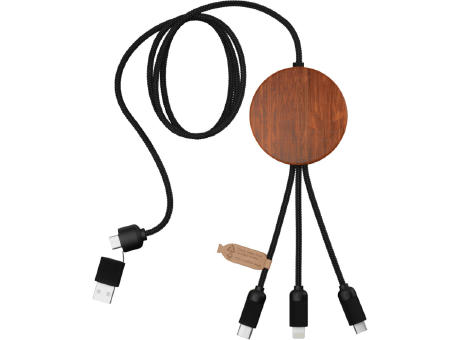 Cable de carga 5 en 1 de PET reciclado con logo retroiluminado y base de carga de 10 W SCX.design C40