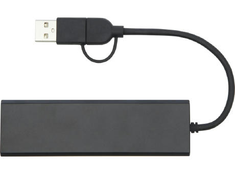 Hub USB 2.0 de aluminio reciclado con certificación RCS "Rise"