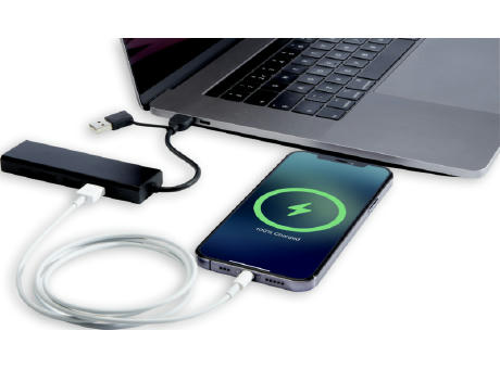 Hub USB 2.0 de aluminio reciclado con certificación RCS "Rise"