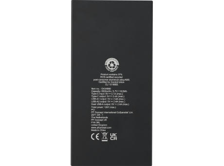 Batería externa de 5000 mAh en aluminio reciclado "Connect" 