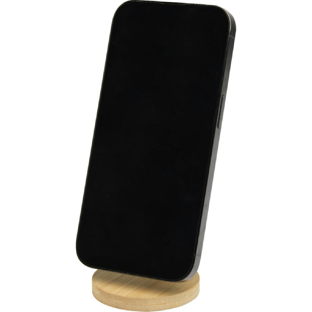 Soporte para teléfono magnético plegable de plástico reciclado con detalles de bambú Alcor