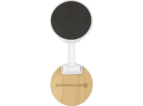 Soporte para teléfono magnético plegable de plástico reciclado con detalles de bambú Alcor