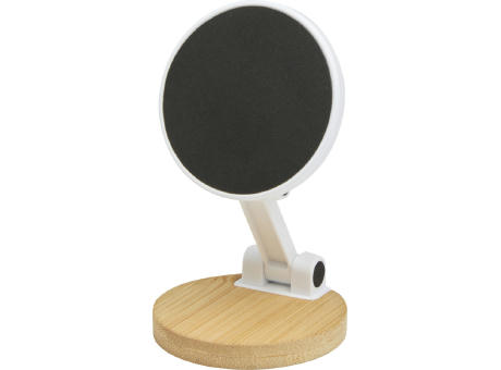 Soporte para teléfono magnético plegable de plástico reciclado con detalles de bambú Alcor