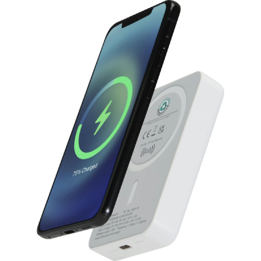 Batería externa inalámbrica magnética de 10 000 mAh y 15 W con PD de 20 W fabricada con plástico reciclado Acrab