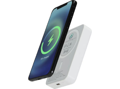 Batería externa inalámbrica magnética de 10 000 mAh y 15 W con PD de 20 W fabricada con plástico reciclado Acrab
