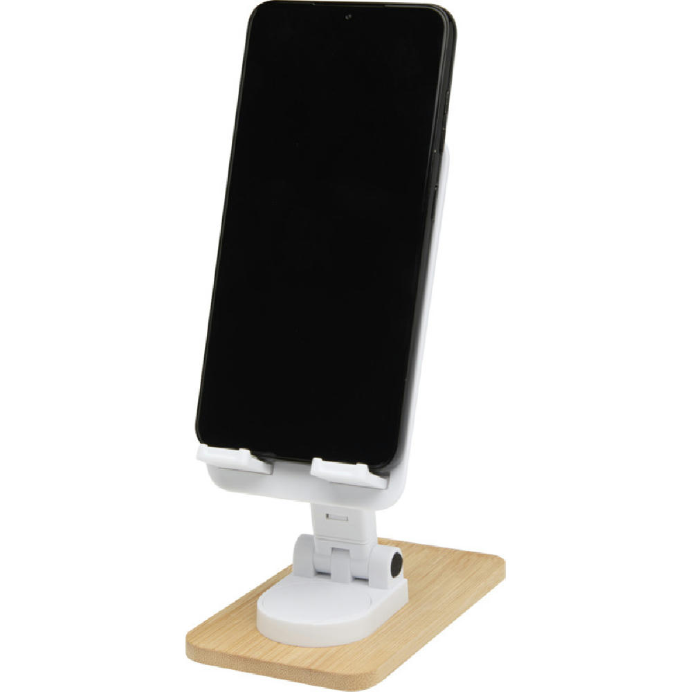 Soporte para teléfono de sobremesa plegable de plástico reciclado con detalles de bambú Alfirk
