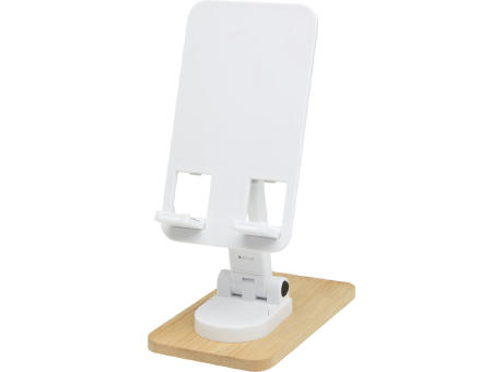 Soporte para teléfono de sobremesa plegable de plástico reciclado con detalles de bambú Alfirk
