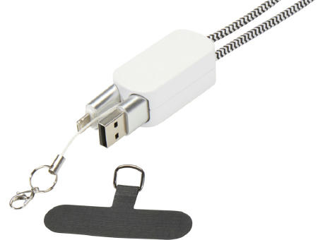 Lanyard de plástico reciclado para smartphone con cable integrado 5 en 1 de 27 W Anser