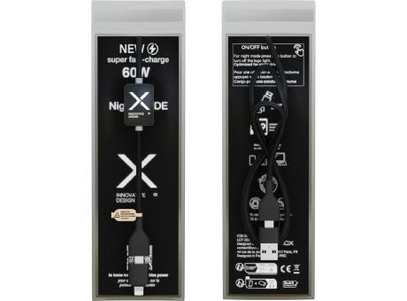 Cable de carga con interruptor de 60 W y logotipo retroiluminado SCX.design C32