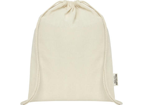 Bolsa con cordón de algodón reciclado GRS de 140 g/m² Oregon
