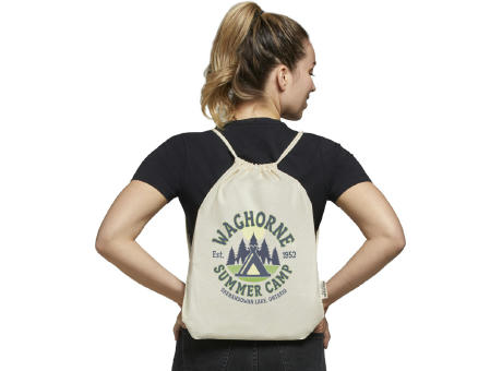 Bolsa con cordón de algodón reciclado GRS de 140 g/m² Oregon