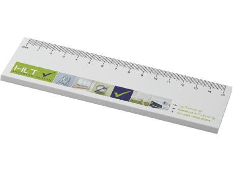 Libreta con notas adhesivas de material reciclado con regla impresa Sticky-Mate®