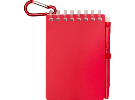 Set de libreta de tapa blanda y bolígrafo de exterior de material reciclado (tinta azul) Lig Mini