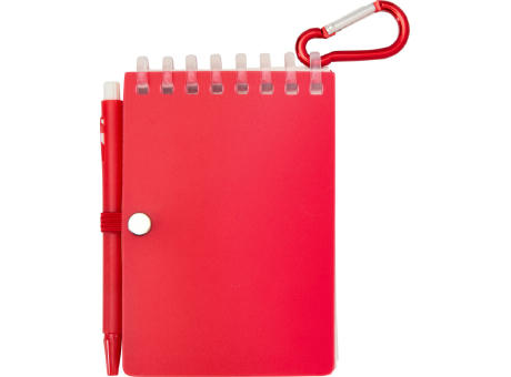 Set de libreta de tapa blanda y bolígrafo de exterior de material reciclado (tinta azul) Lig Mini