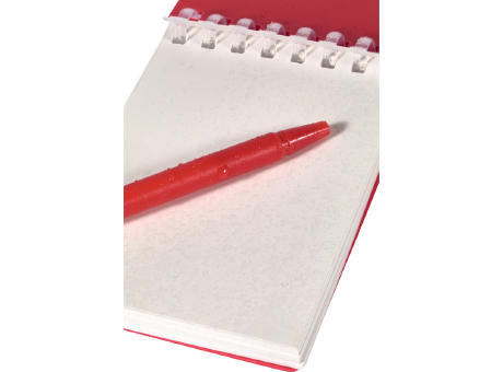 Set de libreta de tapa blanda y bolígrafo de exterior de material reciclado (tinta azul) Lig Mini