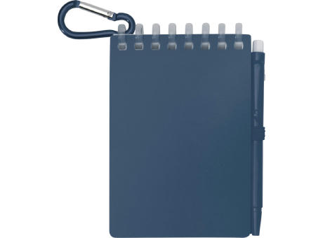Set de libreta de tapa blanda y bolígrafo de exterior de material reciclado (tinta azul) Lig Mini