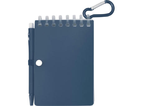 Set de libreta de tapa blanda y bolígrafo de exterior de material reciclado (tinta azul) Lig Mini