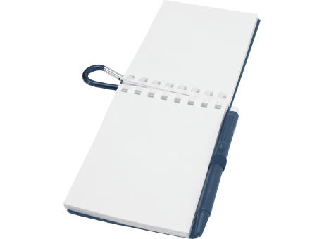 Set de libreta de tapa blanda y bolígrafo de exterior de material reciclado (tinta azul) Lig Mini