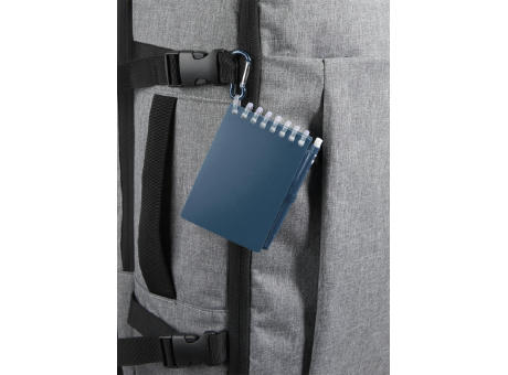Set de libreta de tapa blanda y bolígrafo de exterior de material reciclado (tinta azul) Lig Mini