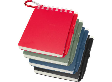 Set de libreta de tapa blanda y bolígrafo de exterior de material reciclado (tinta azul) Lig Mini