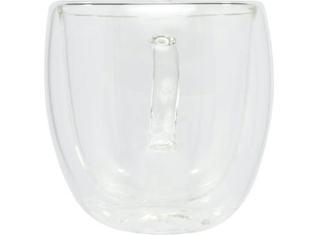 Dos tazas de vidrio de doble pared de 250 ml con posavasos de bambú Manti 