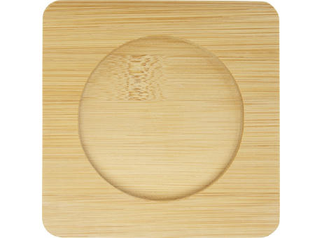 Dos tazas de vidrio de doble pared de 250 ml con posavasos de bambú Manti 