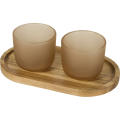 Set de bandeja de madera y vasos de vidrio acabado mate Male