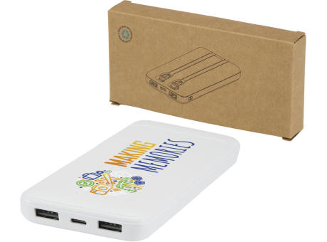 Batería externa de plástico reciclado de 10 000 mAh y 10 W con 2 cables integrados Adhil