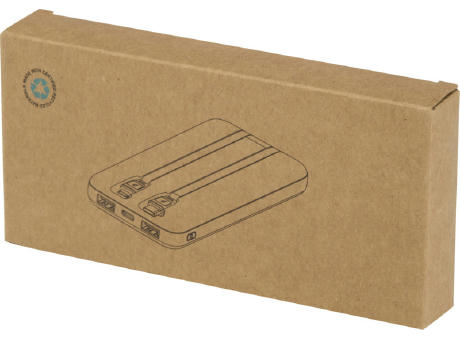 Batería externa de plástico reciclado de 10 000 mAh y 10 W con 2 cables integrados Adhil