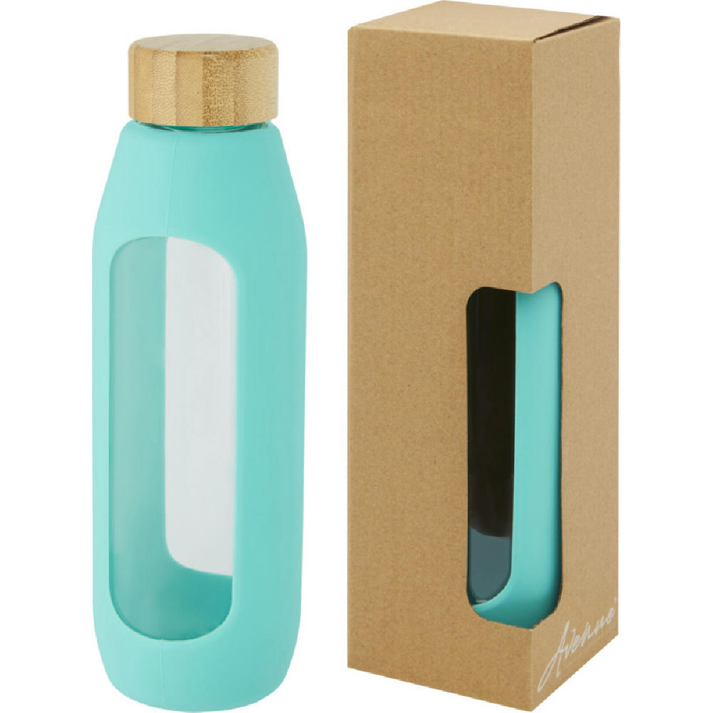 Botella de vidrio borosilicato con agarre de silicona de 600 ml Tidan