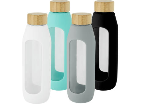Botella de vidrio borosilicato con agarre de silicona de 600 ml Tidan