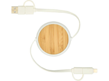 Cable retráctil 5 en 1 de plástico reciclado de 100 cm para sincronización de datos y carga rápida de 45 W
