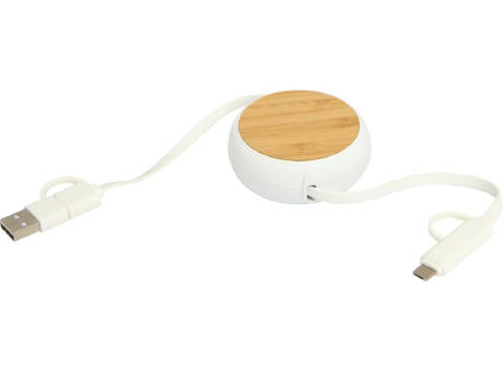 Cable retráctil 5 en 1 de plástico reciclado de 100 cm para sincronización de datos y carga rápida de 45 W