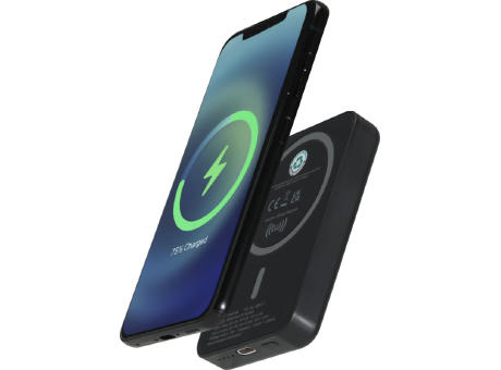 Batería externa inalámbrica magnética de 5000 mAh y 15 W con PD de 20 W fabricada con plástico reciclado Acrab