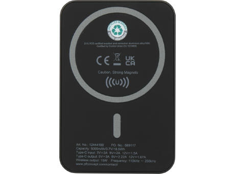Batería externa inalámbrica magnética de 5000 mAh y 15 W con PD de 20 W fabricada con plástico reciclado Acrab