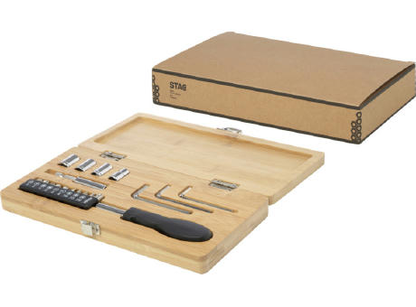 Set de herramientas de bambú/plástico reciclado de 19 piezas Rivet