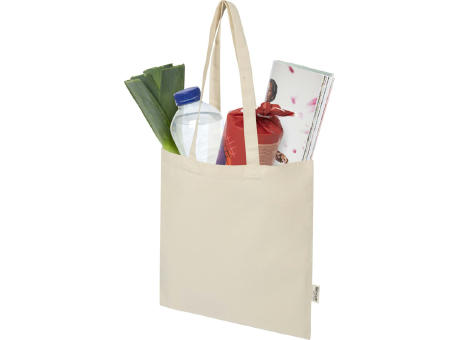 Bolsa Tote de 7 L de algodón reciclado de 140 g/m² con certificado GRS Madras Blend