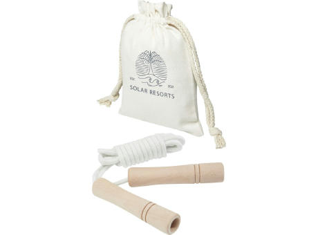 Cuerda de saltar de madera en bolsa de algodón Denise