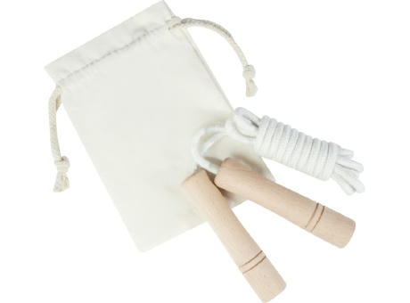 Cuerda de saltar de madera en bolsa de algodón Denise