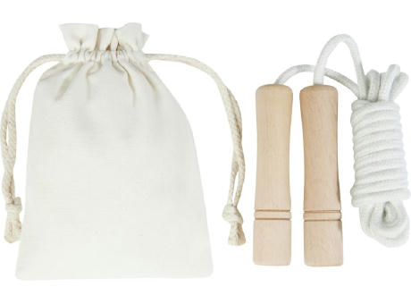 Cuerda de saltar de madera en bolsa de algodón Denise