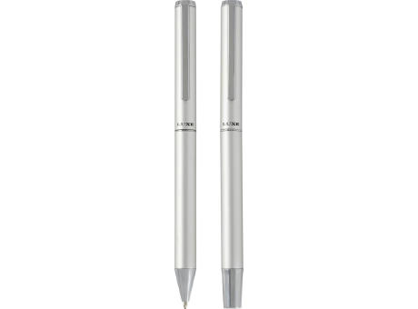 Set de regalo de bolígrafo y rollerball de aluminio reciclado Lucetto (tinta negra)