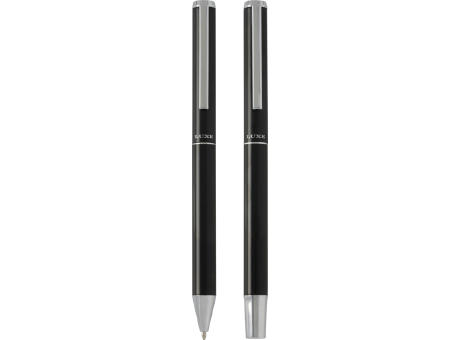 Set de regalo de bolígrafo y rollerball de aluminio reciclado Lucetto (tinta negra)