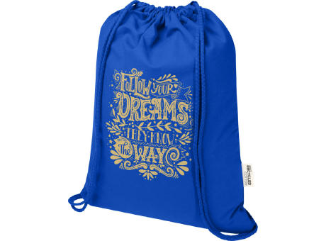 Bolsa de 5 L con cordón de algodón reciclado de 140 g/m² con certificado GRS Oregon Blend