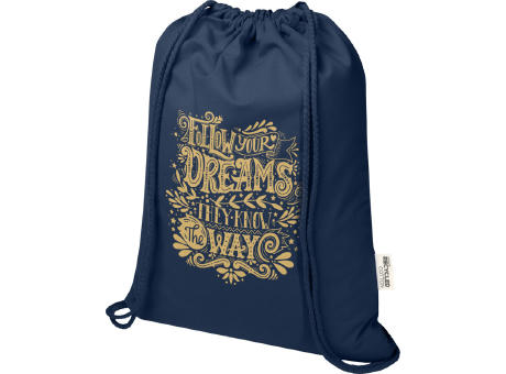 Bolsa de 5 L con cordón de algodón reciclado de 140 g/m² con certificado GRS Oregon Blend